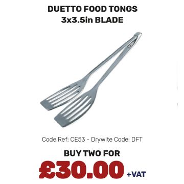 Aluminium Duetto - 2 Piece Food Tongs - 3 x 3.5" Blade Offer
